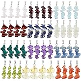 SUPERFINDINGS 48Pcs 12 Styles Natural Gemstone Charm Irregular Stone Beads Charm Natural Stone Pendants Bulk Column Gemstone Pendants Colorful Gemstone Pendants for Jewelry Making,Hole: 6x3mm
