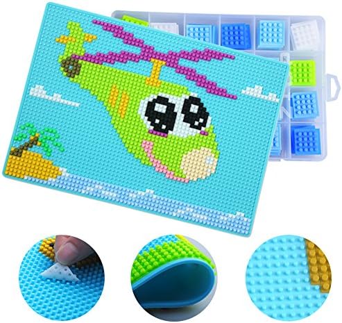 Silicone Jigsaw Puzzles 2000 Pieces, arVin Non Toxic Safe Colorful Building Bricks Base Plate Educational Toys Mat for Boys Girls Toddler Kids with 15 x 15 inches Mosaic Pegboard – Blue Mat