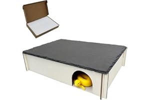 INOSCIND Large Snake Hide with Slate Reptile Hide Box Ball Python Hide 13.8×9.8×3.1" (L) Reptile Hides Snake Hides for Ball Pythons Leopard Geckos100% Natural Stone & Wood Reinforced Packaging