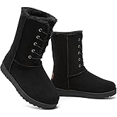 MEFOUND Women's Winter Boots Snow Fuzzy Warm Booties Mid Calf Fluffy Comfort Cute Lace UP Ladies Boots for women Outdoor