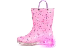 HugRain Light Up Rain Boots for Little Kids