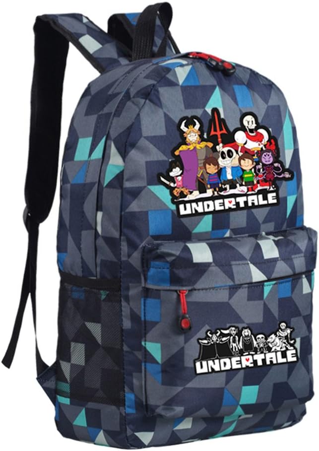 Heydo 600D oxford School Bag Undertale Rainbow Laptop Rucksack Travel Backpack Daypack Rhombus (a)