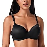 Deyllo Women's Underwire Bra Full Coverage Padded Cup T Shirt Bras Back Smoothing(Black,40D)