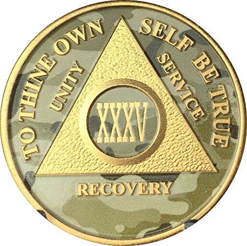35 Year AA Medallion Camo Gold Plated Anniversary Chip Camouflage Color