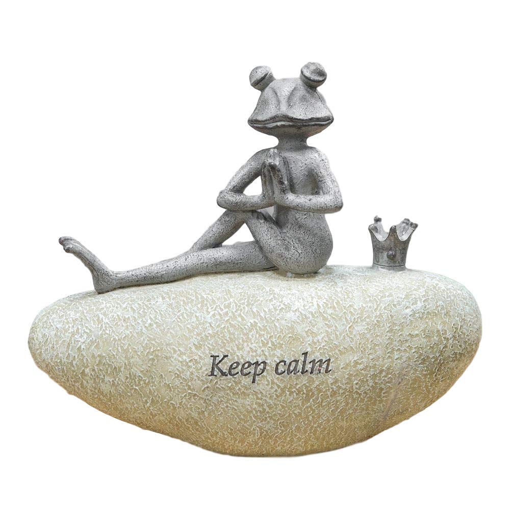 Country Living Frog on Stone Garden Ornament Statue Figurine - 3 Designs available - 15.5cm (Keep Calm)