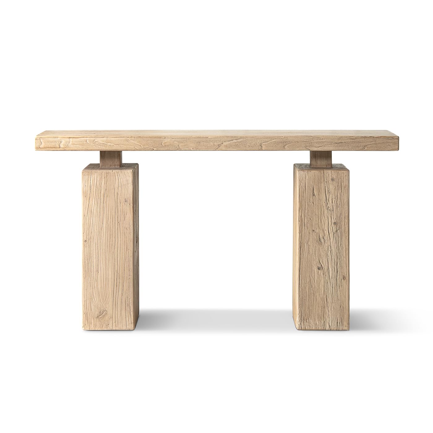 Photo 1 of Jennifer Taylor Home Calder 45" Solid Reclaimed Elm Plinth Console Table, Heritage Light Natural Brown Reclaimed Elm