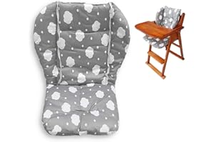 Twoworld High Chair Cushion, Large Thickening Baby High Chair Seat Cushion Liner Mat Pad Cover Breathable (Gray Clouds)