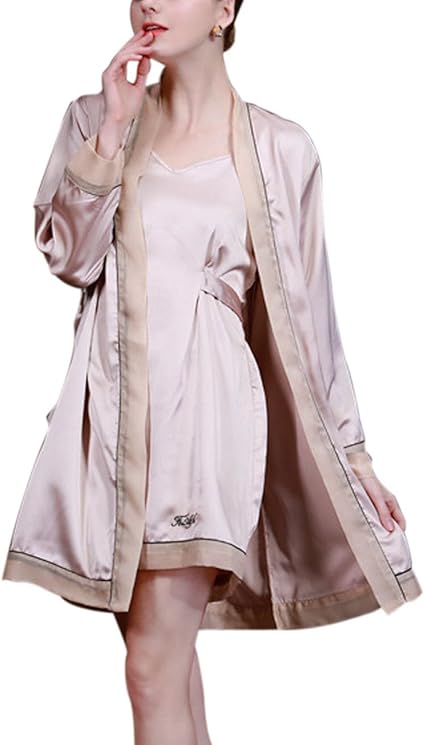 Amazon Co Jp Fakeface 15 夏 秋 New レディース セクシーパジャマ 半袖 レーヨン 部屋着 ネグリジェ シルク ワンピース 寝巻き ルームウェア カジュアル リラックス ナイトウェア キャメル Xl 服 ファッション小物