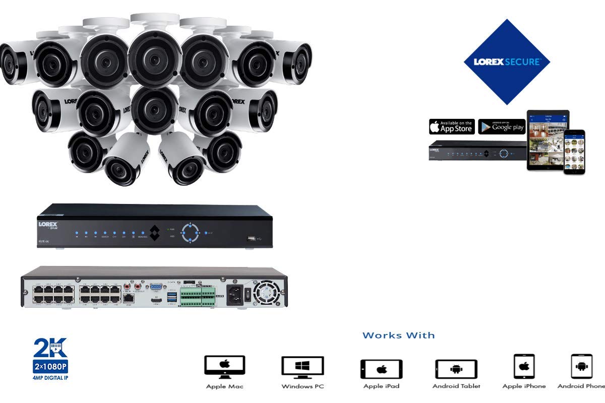 LOREX PoE Home Security System with 32 Channel 4K Ultra HD NVR with 16