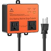Washing Machine Surge Protector, Ortis Double Outlet Voltage Protector for Home Appliances with Time Delay, Protects Against Brownout, Spike, Instant Surge All Voltage Abnormalities, Orange