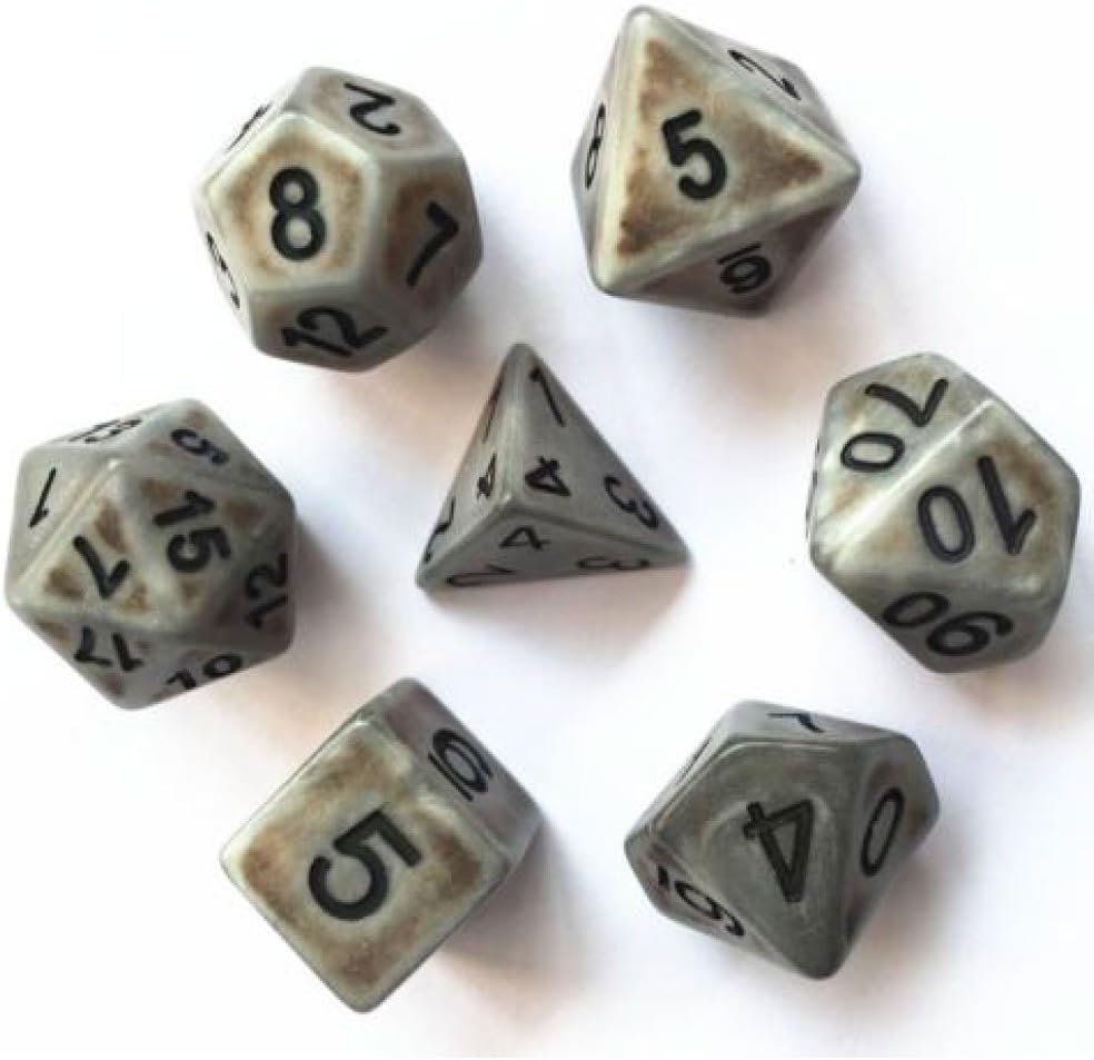 Ancient style Poly Dice set (Matt Steel Grey)