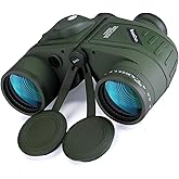 BOSSDUN 10X50 Marine Binoculars for Adults Waterproof with Compass Rangefinder Fogproof BAK4 Prism Lens Military Binocular fo