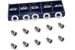 YUFUTOL 10pcs 12mm Round Carbide Inserts Cutters Knifes Indexable Replacement Fits For Popular DIY Woodworking Lathe Wood Turning Finisher Hollower Tools With 10pcs M4x9mm screws