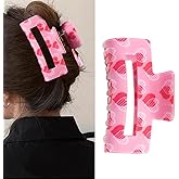 Valentine Pink Heart Hair Claw Clips for Women French Tip White Heart Large Hair Clips for Thick Hair Hair Barrettes Accessories Valentine's Day Hair Clamp Decorations Gift for Girls