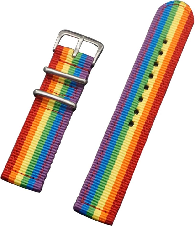 Rainbow 2 Piece NATO Watch Strap for Sale Premium Nylon Watch Band with Stainless Steel Buckle Wristband 18mm/20mm/22mm/24mm