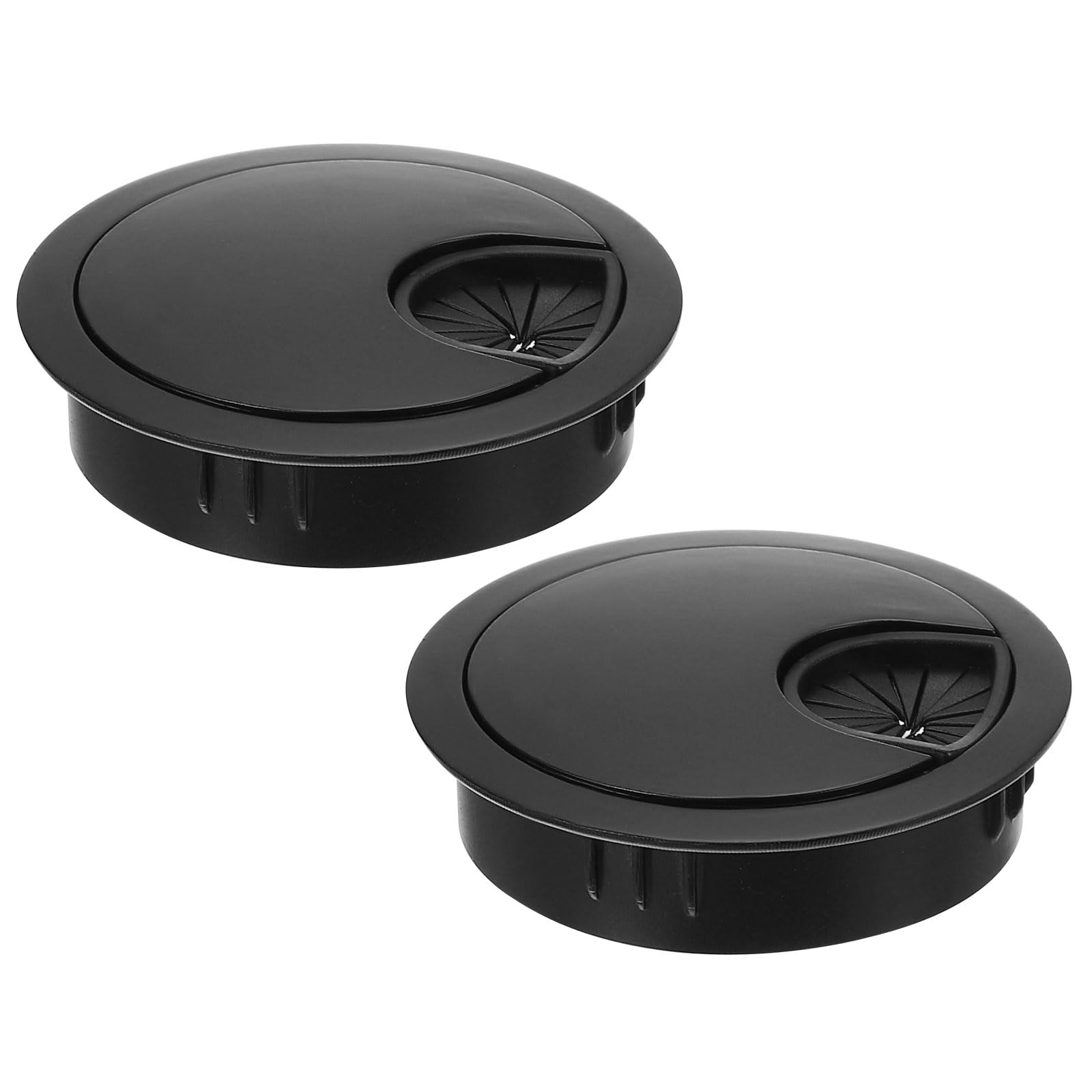 PATIKIL Cable Hole Cover, 2pcs 2.09inch/53mm Desk Wire Cord Cable Grommets Hole Cover for Office PC Desk Cable Organizer, Black