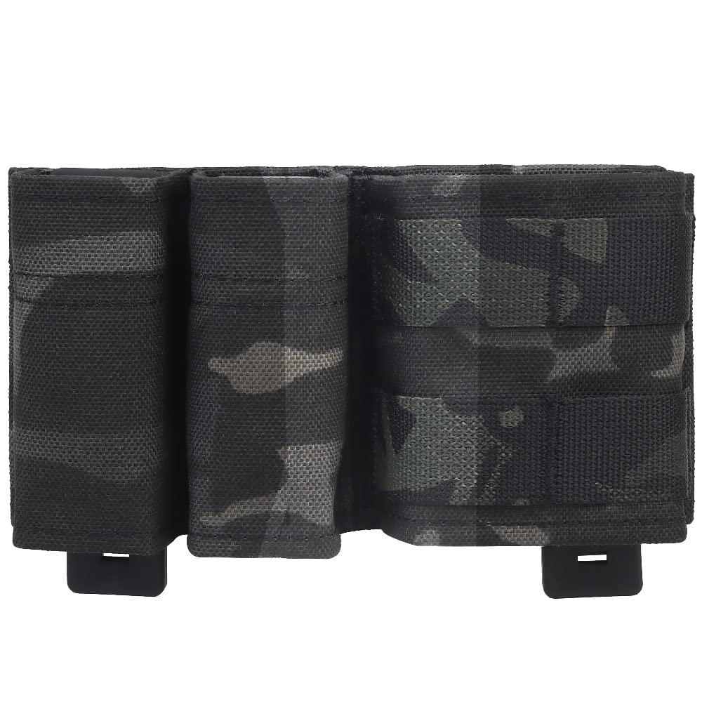 Tactical Airsoft 5.56 9mm 1+2 Side Triple Magazine Pouch Fast Draw MOLLE Mag Pouch Camouflage Vest Molle Ammo Pouch Bags(MG-F-06-BCP)