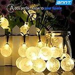 ANNT LED Solar String Lights Outdoor 20ft Starry Crystal Ball Lights Waterproof Decorative 30 LEDs Globe String Light Rope Lights for Bedroom, Patio, Yard, Landscape, Party Decorations (Warm white)