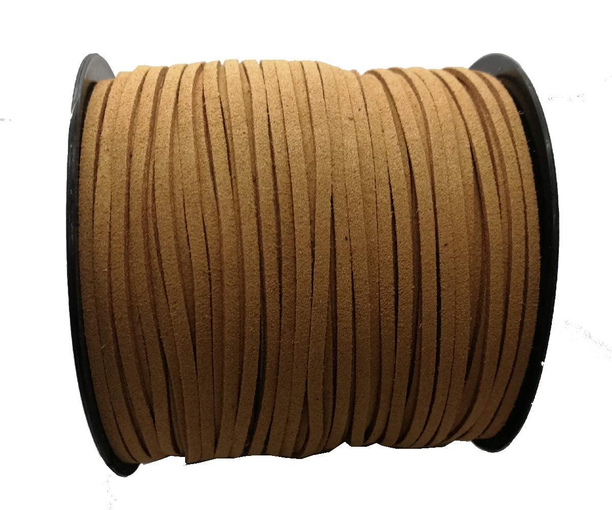 Pamir Tong Faux Leather Cord for Jewelry Making 100 Yards 2.6mm Thin Suede String Rope Brown Bracelet Cords DIY Crafts String for Necklace-Dream Catcher Supplies-Hat- Walking Stick