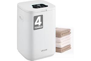 VEVOR Towel Warmers for Bathroom, Towel Warmer Bucket with Child Lock & High-Temp Light & 24H Delay Timer & Auto Shut Off Fits up to 4 Oversized Towels, Blankets, Clothes, Bathrobes and More, White