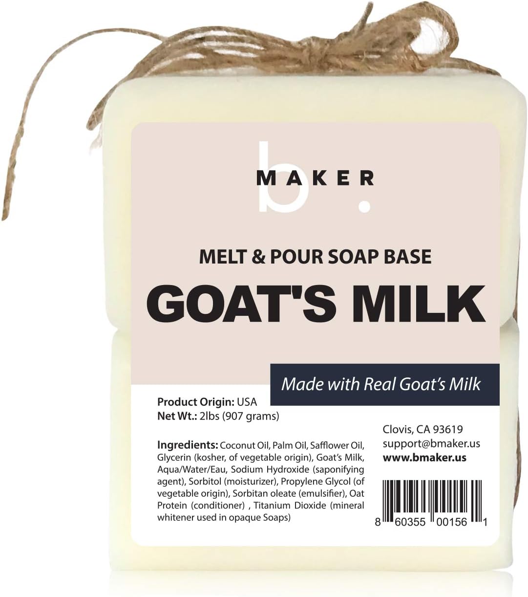 bMAKER All-Natural Goats Milk Melt and Pour Soap Base (2lb Blocks) - Moisturizing and Nourishing M&P Base Soap Making Supplies - Suitable for Sensitive or Dry Skin: Arts, Crafts & Sewing