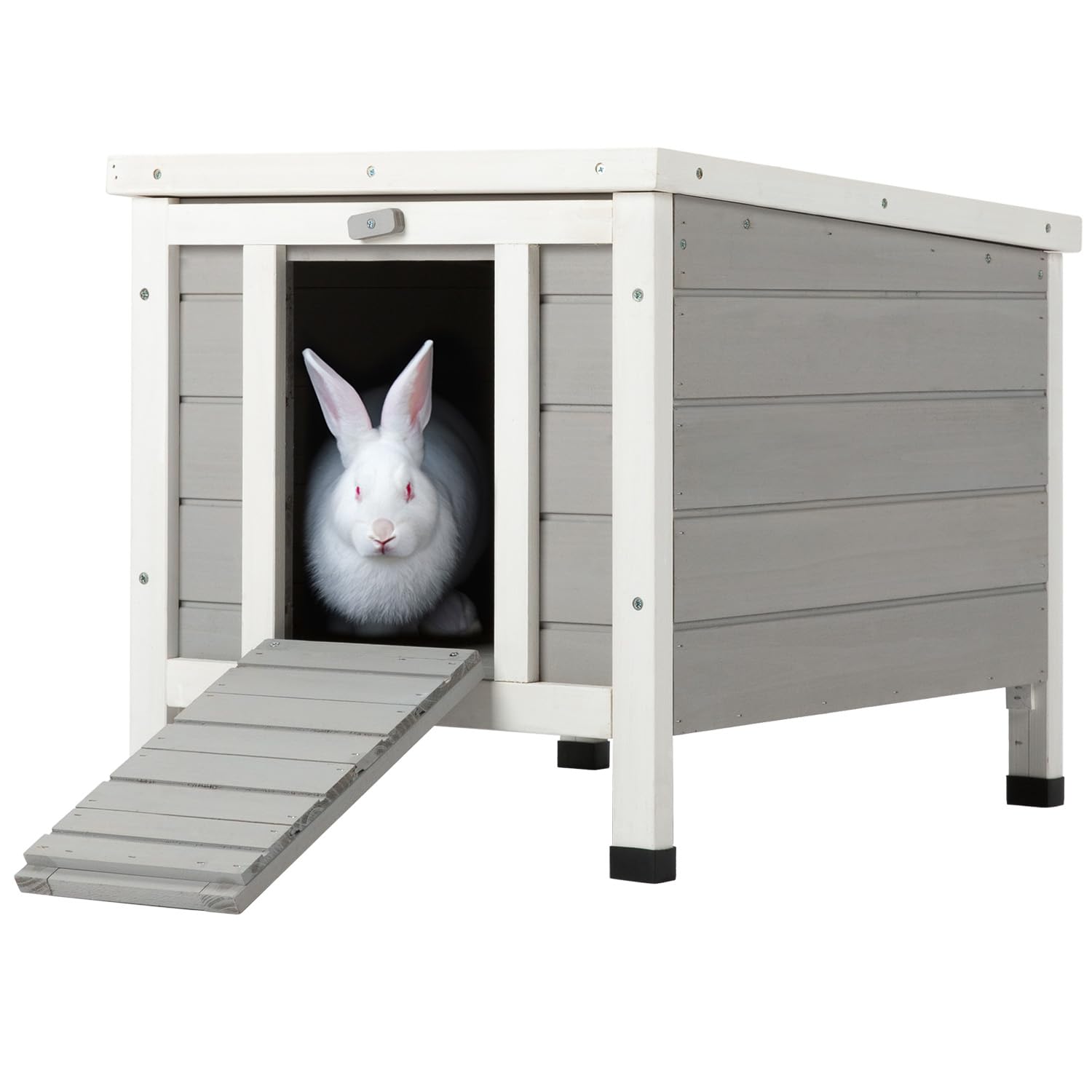 CO-Z Outdoor Cat House Weatherproof Rabbit Hutch Hideout Indoor Bunny ...