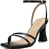 AIUNIIND Heeled Sandals for Women Chunky Block High Heels Square Open Toe Sandals with Ankle Strap 3 Inch Dress Heels Comfortable
