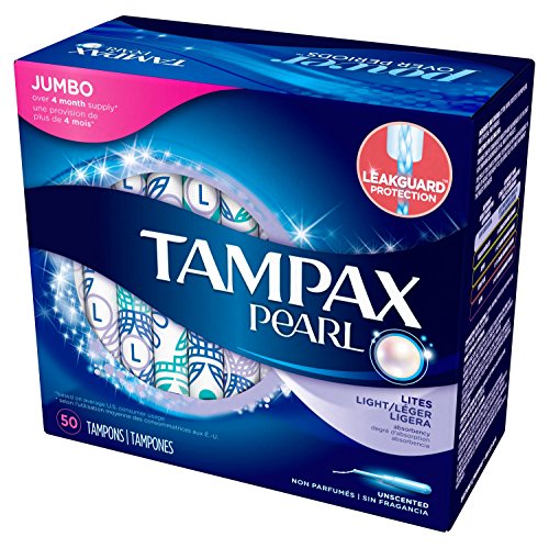 Tampax Pearl Tampons, Unscented, Lite Absorbency, 50 Ct