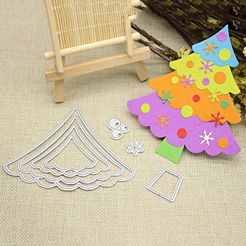 Whitelotous Different Patterns Metalic Christmas Cutting Dies Stencil DIY Scrapbooking Album Paper Card (Tree) - Thumbnail 3