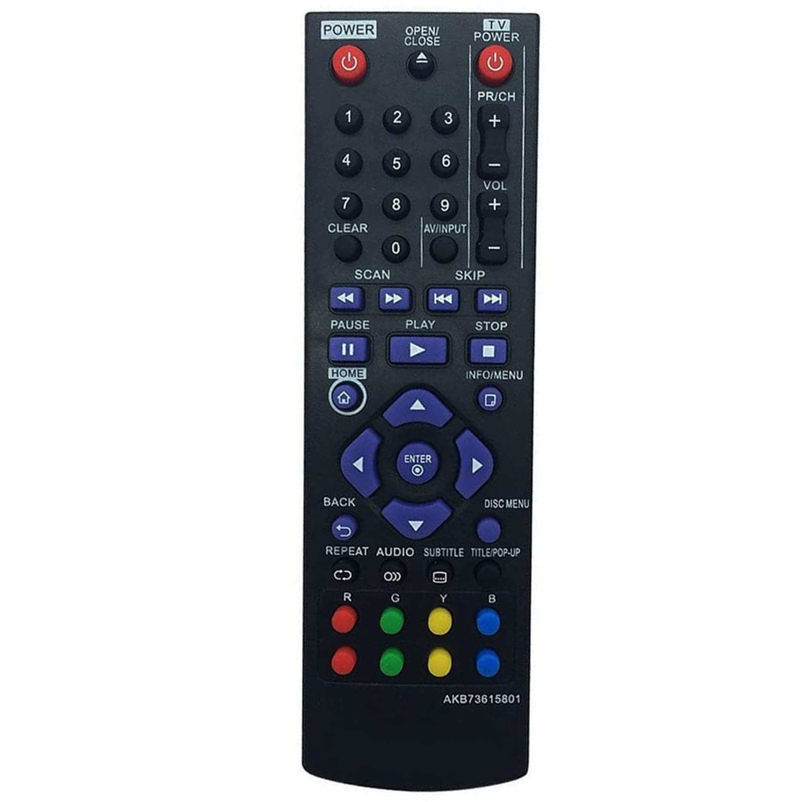 VINABTY AKB73615801 Replacement Remote Control fit for LG Blu-Ray Disc Player BP220 BP125 BP325 BP325N BP120 BP120N BP120P BP320 BP200 BP325W BP220N BP320N BP125P