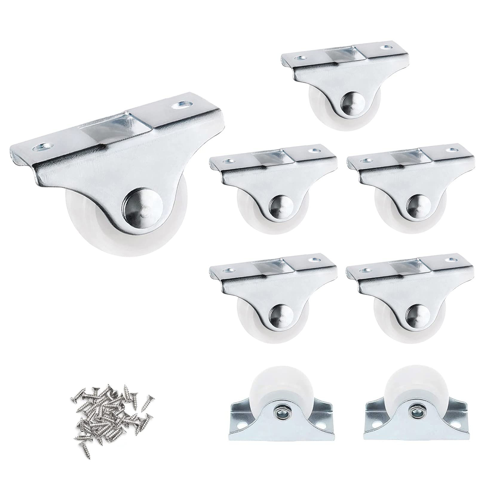 Aupawdy 8 Pcs Castor Wheels,Wheels for Furniture Plastic Castor Wheels Furniture Small Rubber Castors Casters Non-Swivel for Equipment Boxes, Exhibition Equipment, Tool Boxes, (25mm / 20kg)