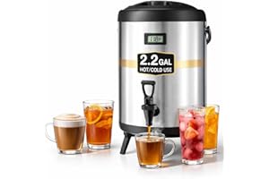 THXSUN Insulated Beverage Dispenser 2.2 Gallon / 8L, Hot & Cold Drink Dispenser with Spigot, Thermal Coffee Server with Stain