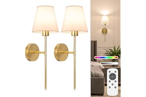 NIORSUN 20 Inch Battery Operated Wall Sconce Set of 2,Gold Rechargeable Wall Lights with 5200mAh Dimmable Detachable Bulbs an