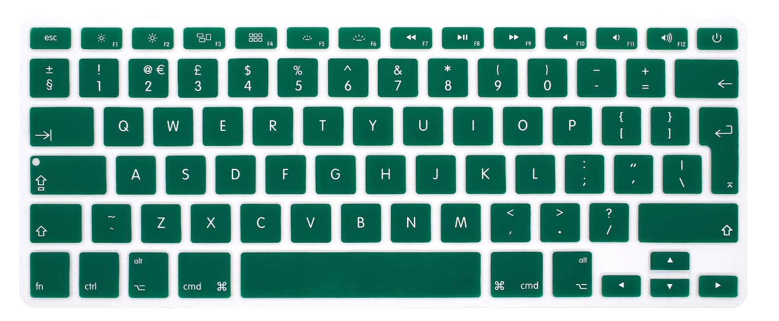 MMDW EU/UK Silicone Keyboard Cover for Macbook Pro 13 Inch,15 Inch (with or without Retina Display,2015 or Older Version) for Macbook Old Air 13 Inch,Dark Green