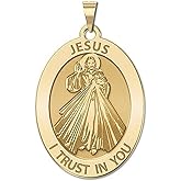 PicturesOnGold.com Divine Mercy Religious Medal, Available in Solid 14K Yellow or Sterling Silver