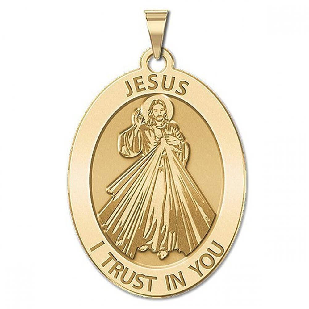 John Paul Pope Saint II Religious Medal - Sterling Silver Oval Pendant ...