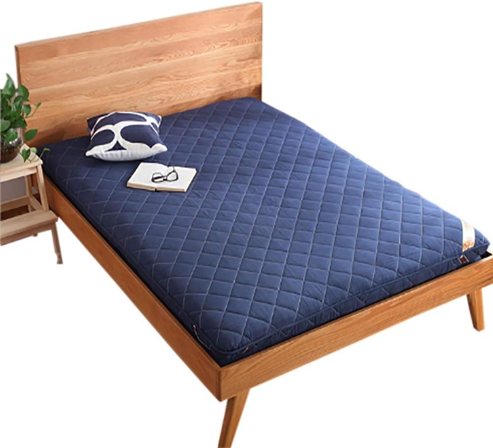 WYBF Traditional Japanese Floor Futon Mattresses Foldable Sleeping Pad, Tatami Mat, Japanese Bed Roll, Foldable Roll Up Mattress, Futon Memory Foam, Rolling Bed Shikibuton,Blue,90190cm