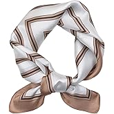 PLIPON 100% Mulberry Silk Neck Scarf - 21"x21" Small Printed Square Neckerchief Scarves for Women