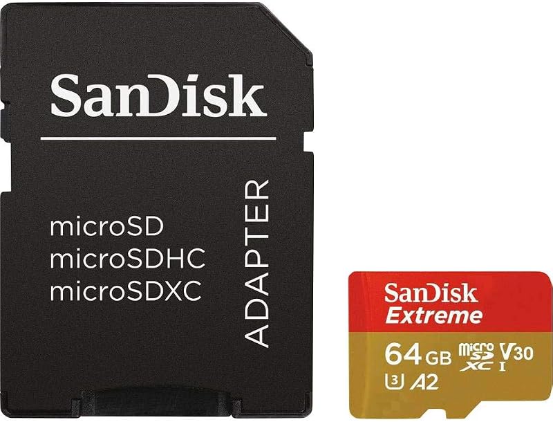 SanDisk Extreme 64GB microSDXC Card A2 U3 V30 160MB/s for Action Cameras