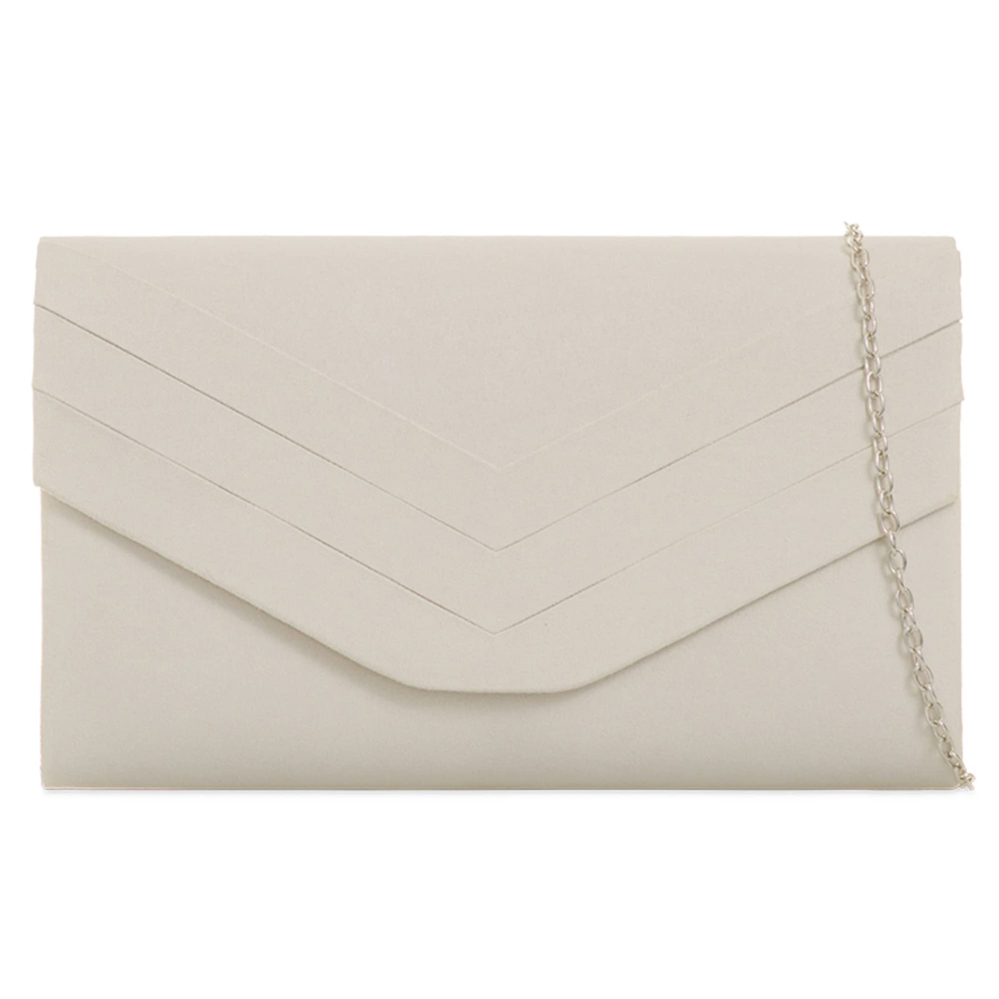 fi9 Women's Stylish Suede Envelop Style Bridal Wedding Evening Clutch Party Purse Hand Bag (Ivory)