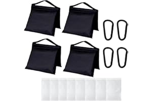 Gimaibugraff 4 Pack Sandbags with 8 PE Bags and 4 Buckle, Weight Bags for Light Stand Photography Video Equipment, Heavy Duty Sand Bags for Backdrop Stand, Photo Tripod, C Stands and Light Stands