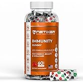 nETiXER Immunity Gummies – 60 Vegan Berry Gummies with Vitamins A, C, D, E, B12, Biotin, Zinc, Iodine – Gelatin-Free, Gluten-Free, Non-GMO – No Artificial Colors or Flavors | Individually Wrapped