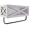 Autumn Alley Farmhouse Rustic Towel Rack Shelf Holder - Wood Towel Rack Basket Storage - Farmhouse Towel Holder for Rustic Bathroom and Farmhouse Kitchen Décor - Wall Mounted, Galvanized, Rustic White