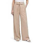 GRACE KARIN Linen Pants Women,Elastic High Waist Wide Leg Pants with Pockets,Comfy Beach Vacation Trousers