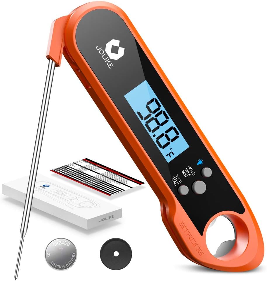 JOLIKE 2s Instant Read Meat Thermometer for Grilling Digital Steak Electronic Probe with IP67 Waterproof Internal Magnets for Kitchen Food Baking BBQ Candy: Kitchen & Dining
