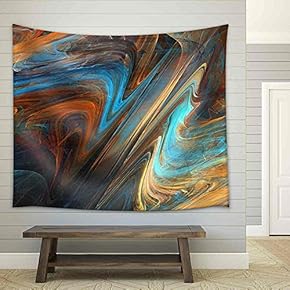Abstract Shapes Made of Fractal Textures. - Fabric Wall Tapestry Home Decor - 51x60 inches