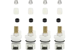 Denkuhin RP25513 Faucet Cartridge Stem Assembly Repair Kit Compatible with Most Delta Two-Handle Faucets, Come with RP4993 Seat & RP24097 Spring & Turn Stop,Fit for Lavatory Faucet (4 Pack)