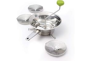 Starfrit Fruit and Vegetable Mill - 3 Discs Included Fine to Coarse Grinding - Non-Slip Foldable Feet That Fit On Bowls - Eas