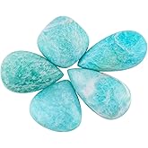 CRYSTALIS Wholesale 5pcs Natural Amazonite Loose Gemstone Bulk Cabochons Jewelry Making Supply, Chakra & Healing Polished Stones, Wire Wrapping, DIY, Gem Collection (16-22mm)