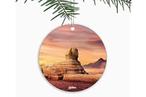 BICUP Pyramid Sphinx Christmas Ornaments Egypt City Souvenir,Xmas Tree Hanging Ornaments Ceramic Keepsake